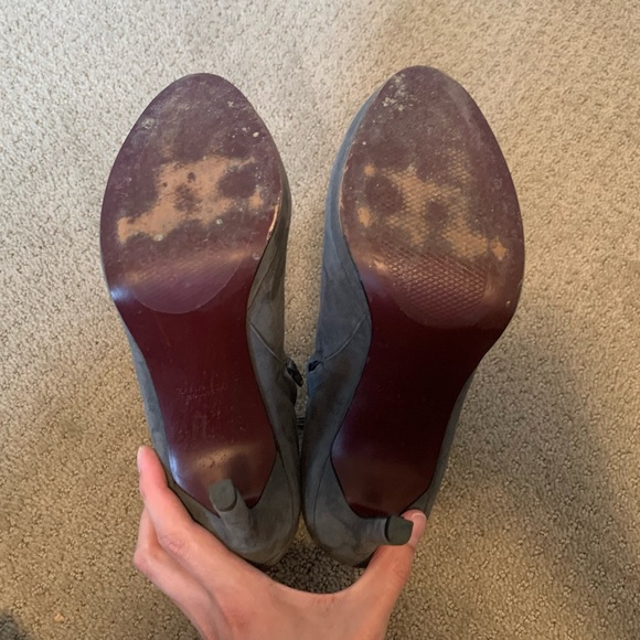 Zara Grey Heeled Ankle Booties - Picture 6 of 8